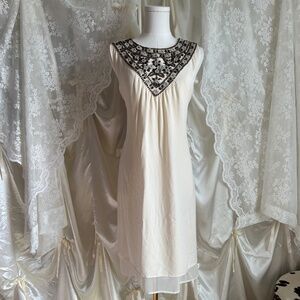 Cream Wooden Beaded Collar Dress